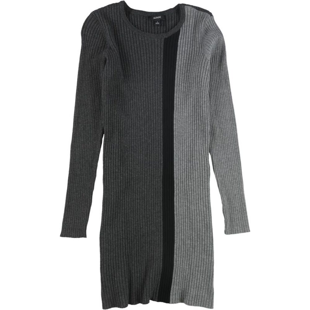 Alfani Womens Colorblock Tunic Sweater, Grey, M, DM